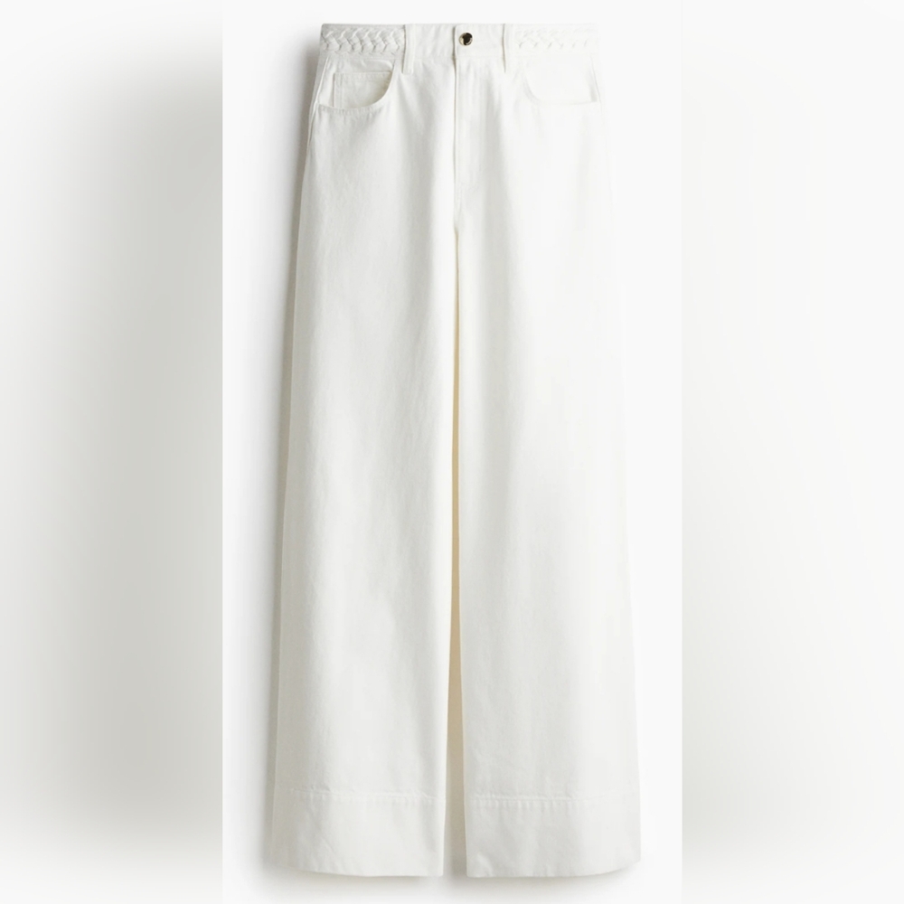 H&M SEALED! NWT! Wide High Jeans #1261751 in White. Sz 4. R2S!! - Picture 4 of 11
